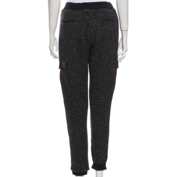 Rag & Bone Leather Trim Wool Gray Sweatpants Size 2 - Picture 3 of 4